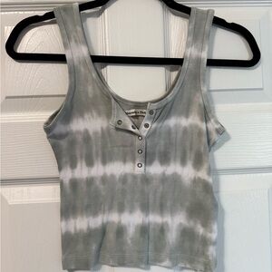Abercrombie & Fitch Gray and White Tie-Dye Tank Top